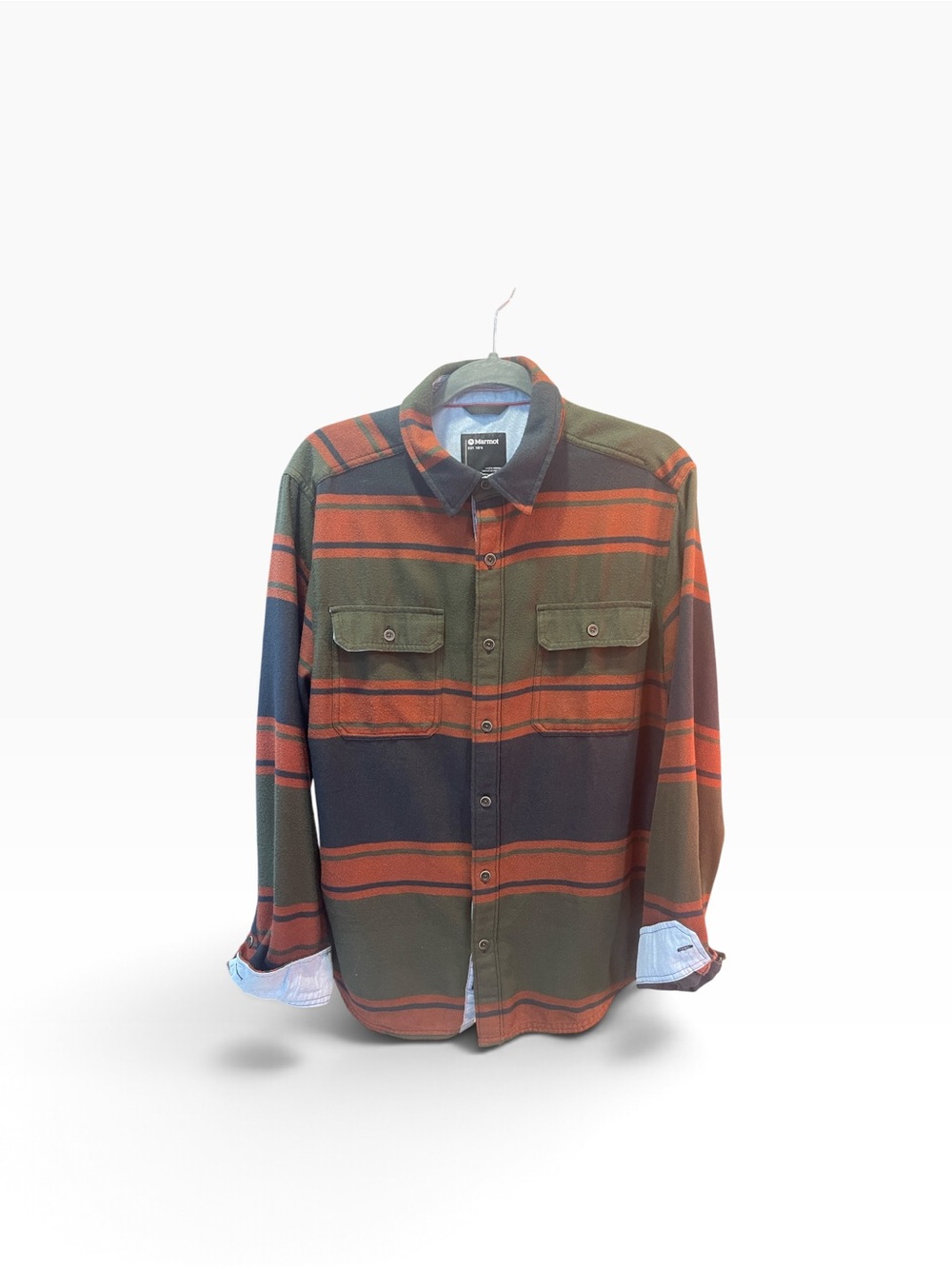 Marmot Green, Rust & Navy Striped Shirt Jacket